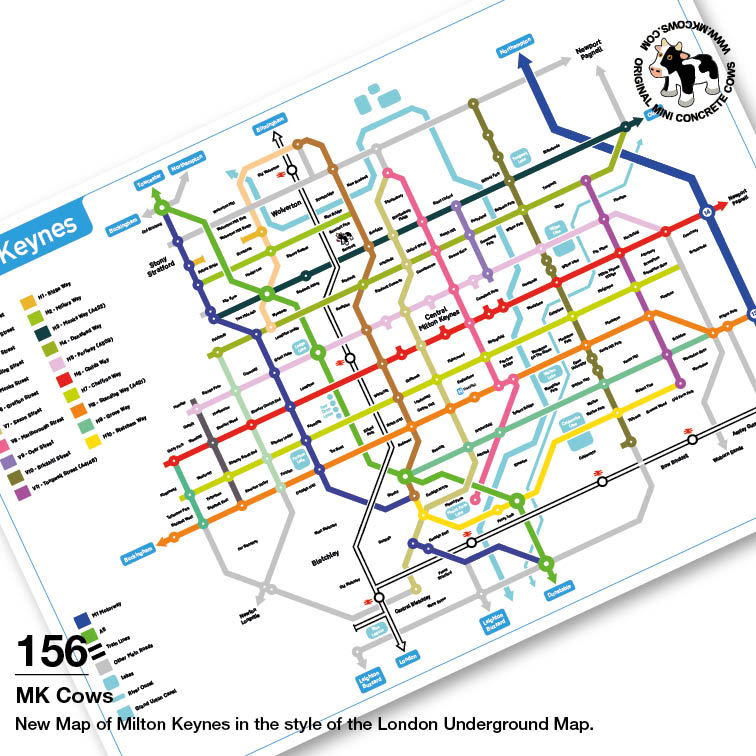 New Map of Milton Keynes in the Style of the London Underground Map