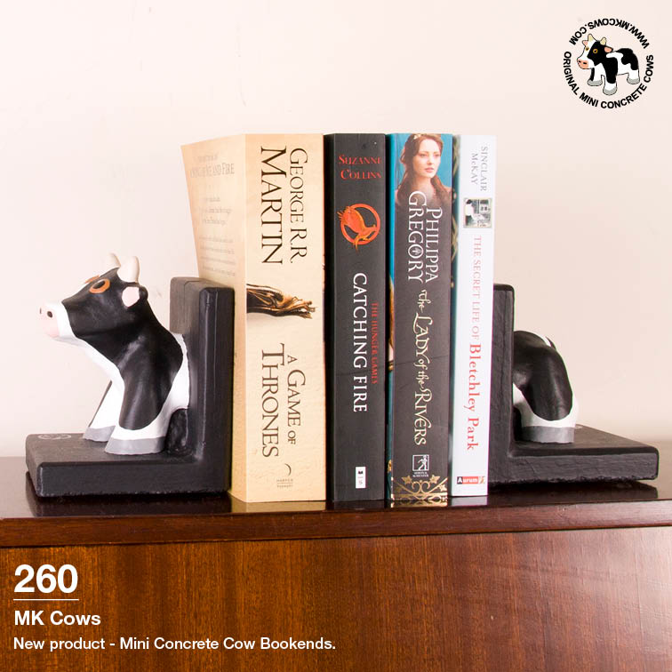 New Mini Concrete Cow Bookends