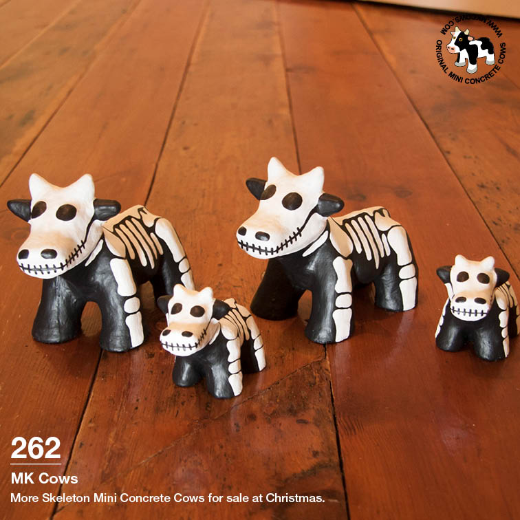 New Skeleton Mini Concrete Cows for Christmas