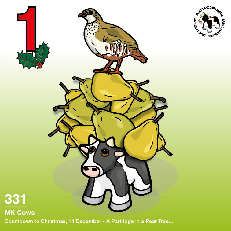 On the first day of Christmas my moo cow gave to me... a partridge in a pear tree (and a Mini Concrete Cow!)
