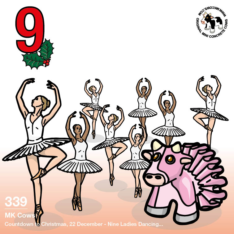 On the ninth day of Christmas my moo cow gave to me... nine ladies dancing (with a Mini Concrete Cow!)