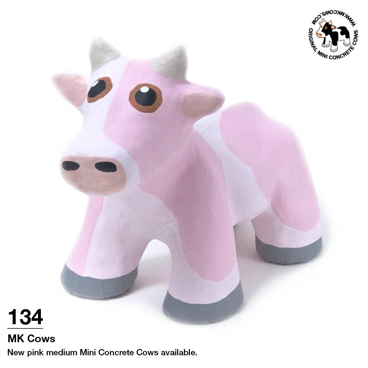 New Pink Medium Mini Concrete Cow in Time for Christmas