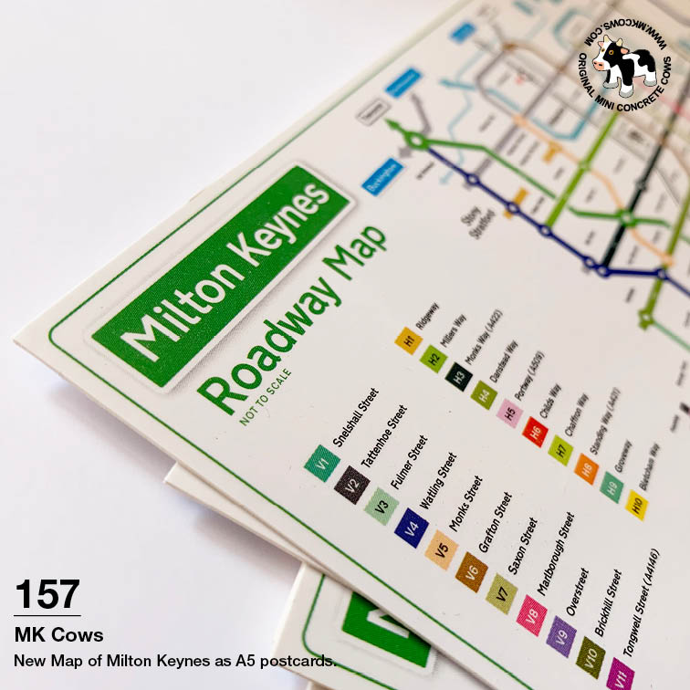 New A5 Postcard Map of Milton Keynes in the Style of the London Underground Map