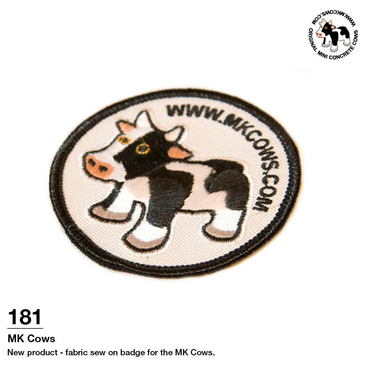 New MK Cows Fabric Sew-on Badge