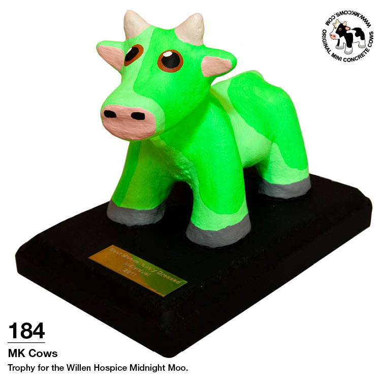 Bright Green Midnight Mini Concrete Cow Moo Trophy