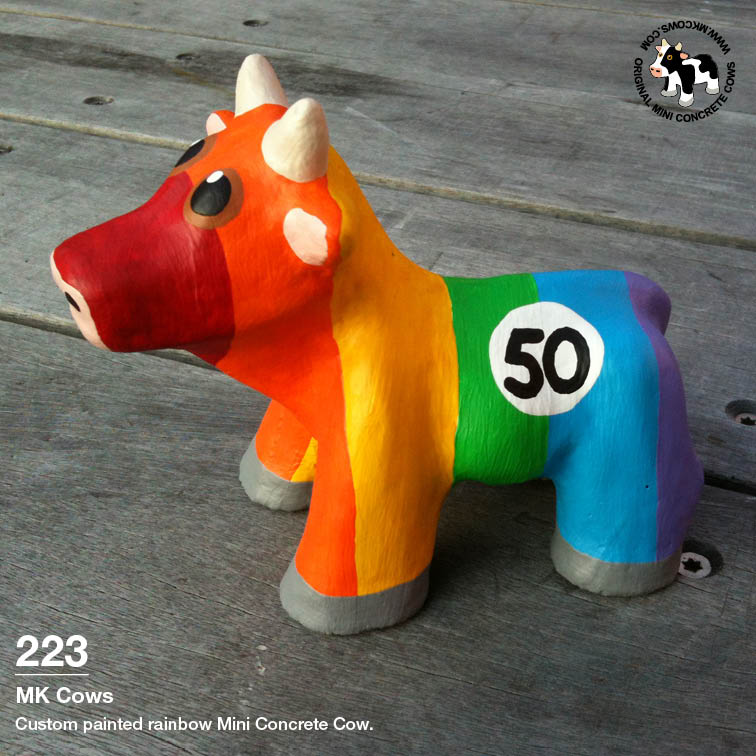 Rainbow 50 Mini Concrete Cow
