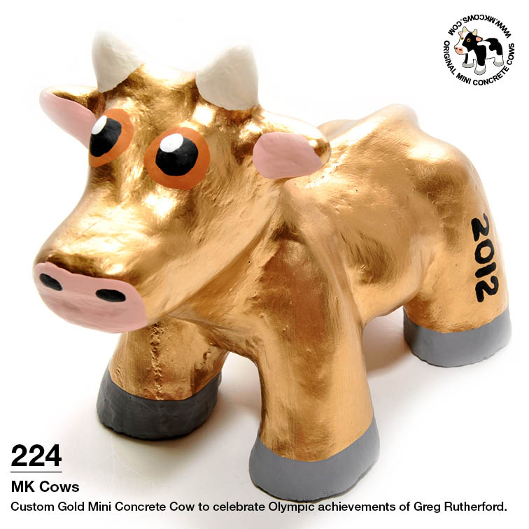 Gold Olympic Long Jumper Mini Concrete Cow