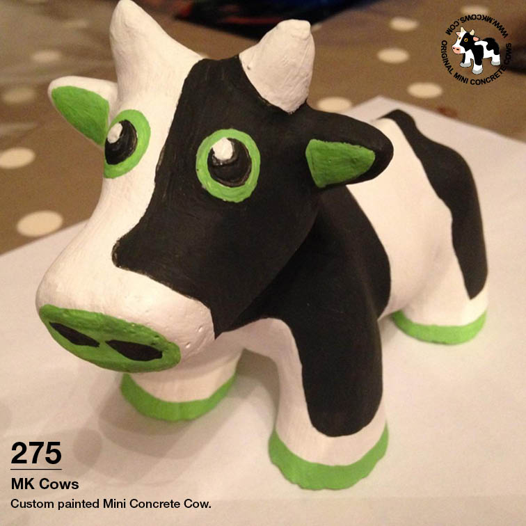 Customer Painted Green Eyed Mini Concrete Cow