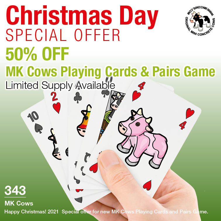 Christmas Day - SPECIAL OFFER - 50% OFF MK Cows Playing Cards & Pairs Game - Limited supply available